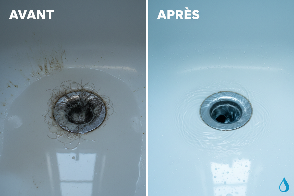 Avant Après - Baignoire débouchée
